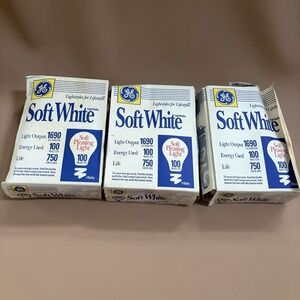 GE Soft White 100 Watt Light Bulbs Lot of 9 Bulbs NEW In Box Pleasing Light